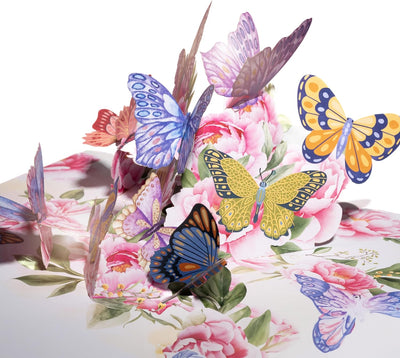 3D Pop Up Karte Schmetterlinge und Blumen mit Umschlag